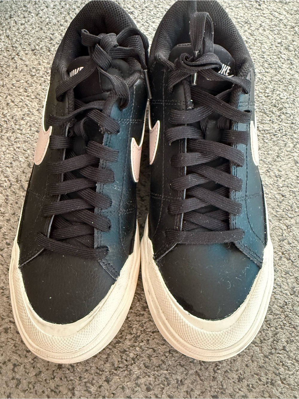 Nike Women’s Black Leather Low-Top Sneakers with White Sole